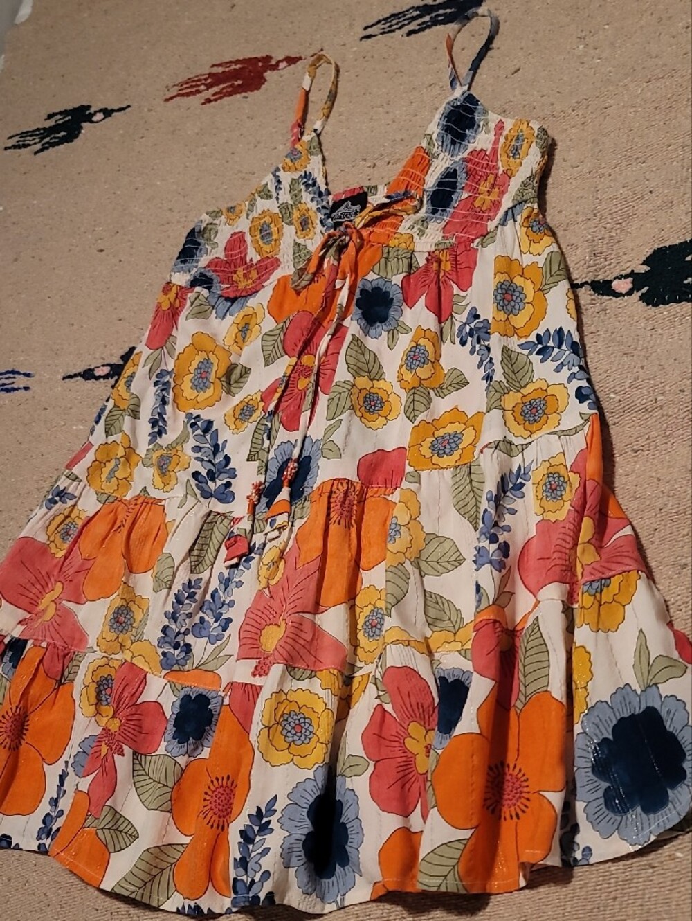 Angie Flowercore Multicolor Floral Blooms Garden Party Tiered Sundress